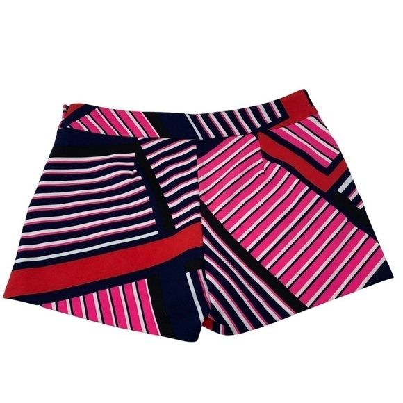 Express Shorts Modern Stretch Navy Blue Black Red Pink White Diagonal Stripes-4 - Picture 2 of 11